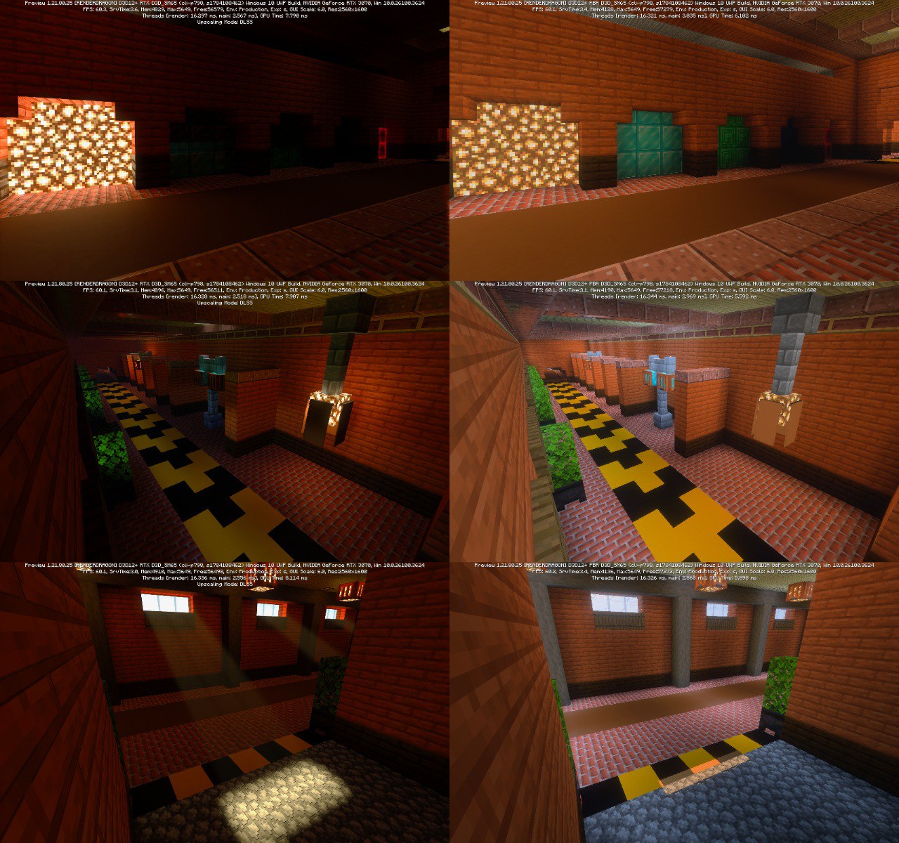 游戏：Minecraft 基岩版官方光影 Vibrant Visuals 与原版 RTX 光追对比