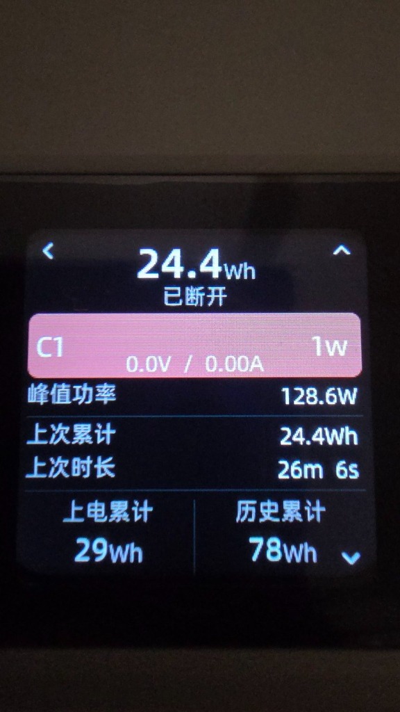 CC700 C1 端口遥测：独立库仑计记录 128.6W 峰值功率与单次时长能耗